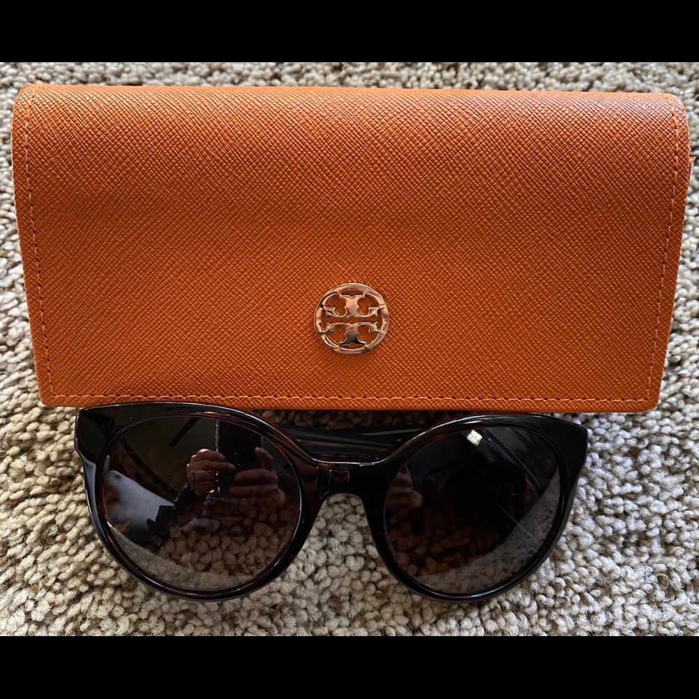 Tory Burch cat eye sunglasses blue side tortoise